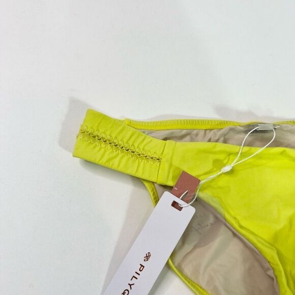 Pilyq Bottom Womens Small Yellow Green Stitched Tab Teeny Swimsuit Bikini new - Picture 2 of 9